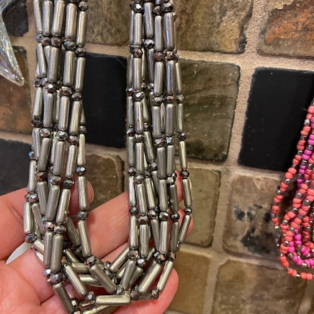Lane Bryant and Chico’s Silver and Pink Coral Beaded Necklaces - Picture 3 of 12